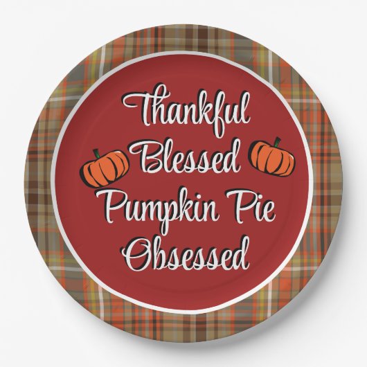 Dankenswerter gesegneter Kürbiskuchen Seltsamer Er Pappteller (Vorderseite)