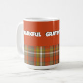 Dankenswerter Herbst Kariert Brown Orange Grau Wei Kaffeetasse (Vorderseite Links)
