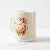 Dankenswerter Kürbis und Blume im Herbst Kaffeetasse (Vorderseite Links)