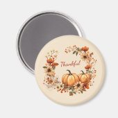 Dankenswerter Kürbis und Blume im Herbst Magnet (Vorderseite/Rückseite)