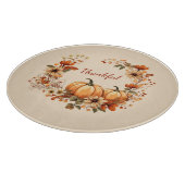 Dankenswerter Kürbis und Blume im Herbst Schneidebrett (Ecke)