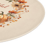 Dankenswerter Kürbis und Blume im Herbst Schneidebrett (Ecke)