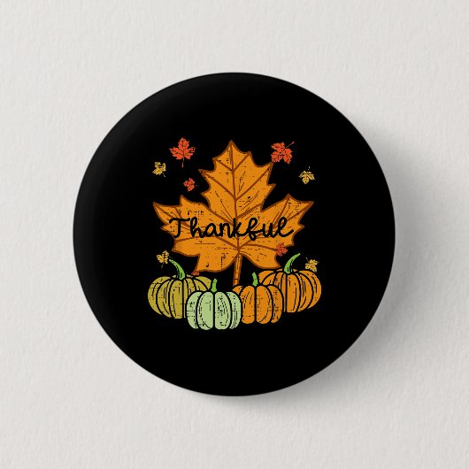 Dankenswerter Leaf Pumpkin Niedlicher Erntedank Fa Button (Vorderseite)