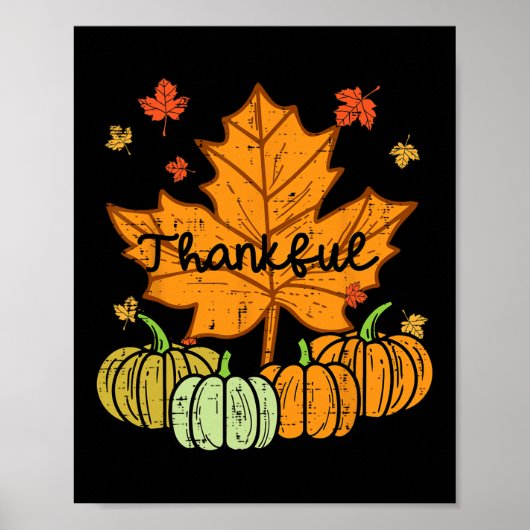 Dankenswerter Leaf Pumpkin Niedlicher Erntedank Fa Poster (Vorne)