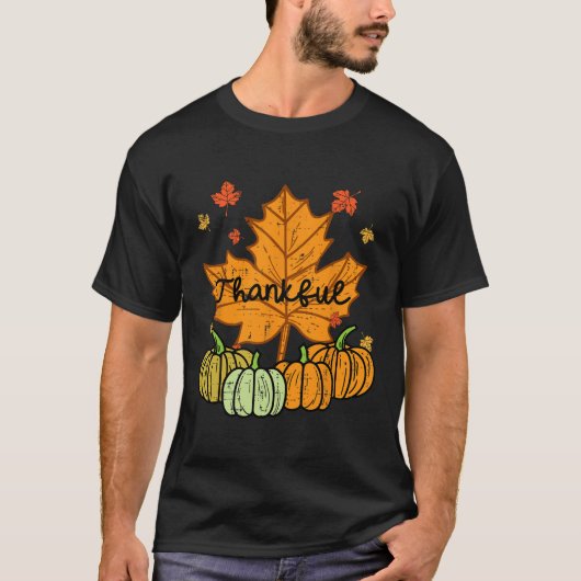 Dankenswerter Leaf Pumpkin Niedlicher Erntedank Fa T-Shirt (Vorderseite)