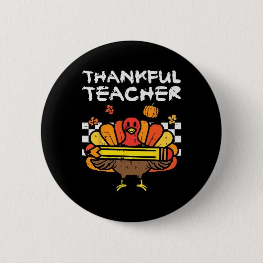 Dankenswerter Lehrer Erntedank Türkei Retro Fall W Button (Vorderseite)