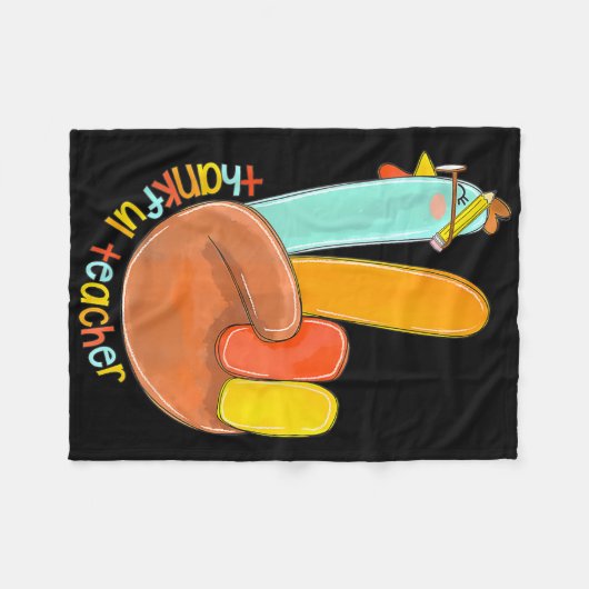 Dankenswerter Lehrer Funny Erntedank Peace Hand Si Fleecedecke (Vorderseite (Horizontal))