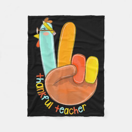 Dankenswerter Lehrer Funny Erntedank Peace Hand Si Fleecedecke (Vorderseite)