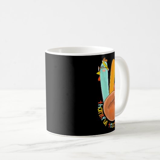 Dankenswerter Lehrer Funny Erntedank Peace Hand Si Kaffeetasse (VorderseiteRechts)