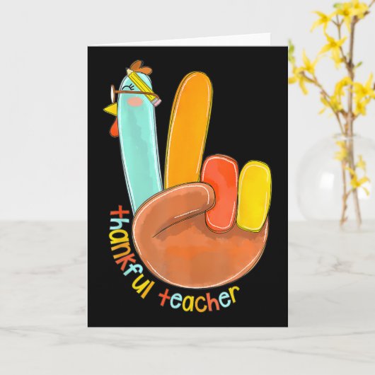 Dankenswerter Lehrer Funny Erntedank Peace Hand Si Karte (Gelbe Blume)