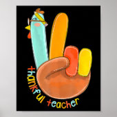 Dankenswerter Lehrer Funny Erntedank Peace Hand Si Poster (Vorne)