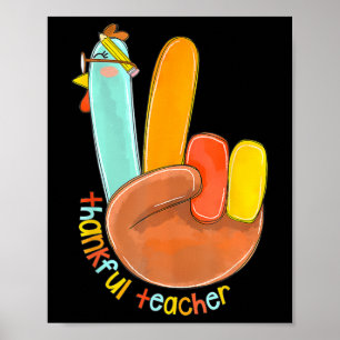 Dankenswerter Lehrer Funny Erntedank Peace Hand Si Poster
