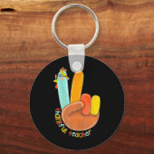 Dankenswerter Lehrer Funny Erntedank Peace Hand Si Schlüsselanhänger (Vorderseite)