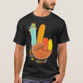 Dankenswerter Lehrer Funny Erntedank Peace Hand Si T-Shirt (Vorderseite)