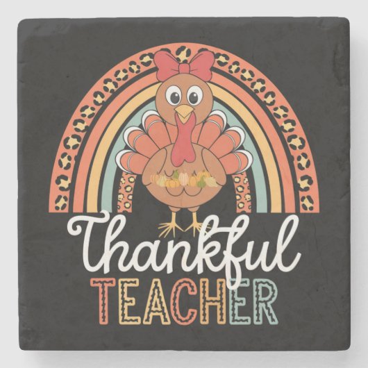 Dankenswerter Lehrer Selig Erntedank School Steinuntersetzer (Vorderseite)