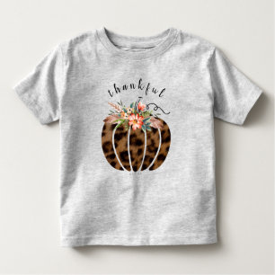 Dankenswerter Leopard Fall Pumpkin Erntedank Girl Kleinkind T-shirt