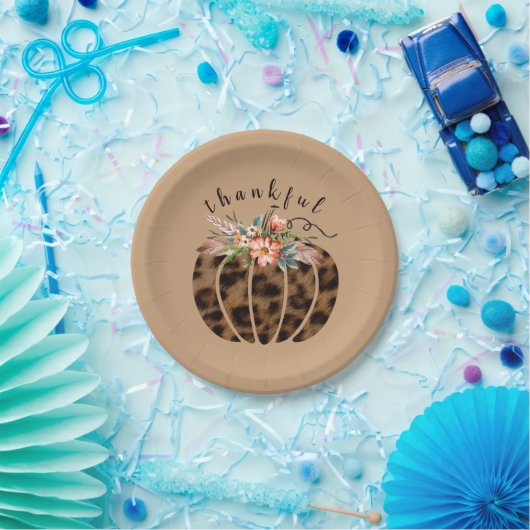 Dankenswerter Leopard Print Pumpkin Boho Herbst He Pappteller (Party)