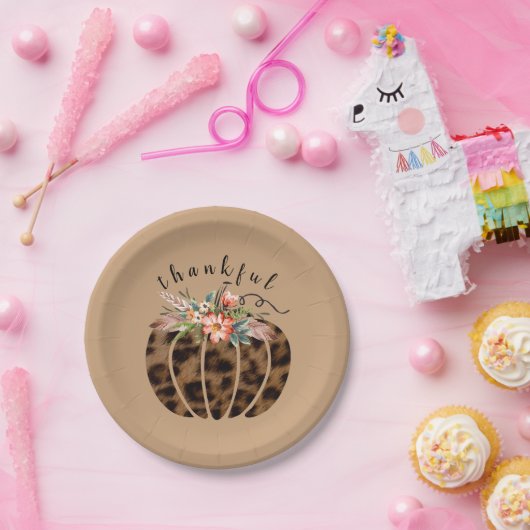 Dankenswerter Leopard Print Pumpkin Boho Herbst He Pappteller (Party)