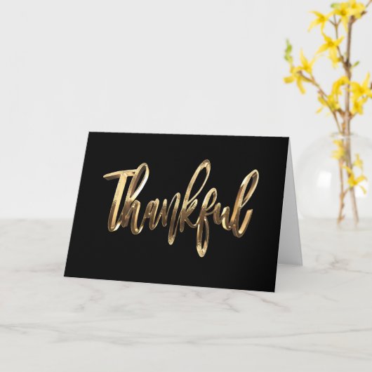 Dankenswerter moderner Black and Gold Script Ernte Karte (Gelbe Blume)