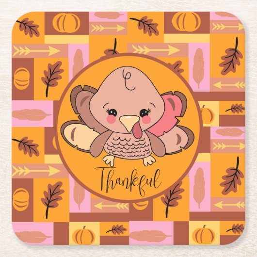 Dankenswerter Niedlicher Erntedank Untersetzer (Vorderseite)