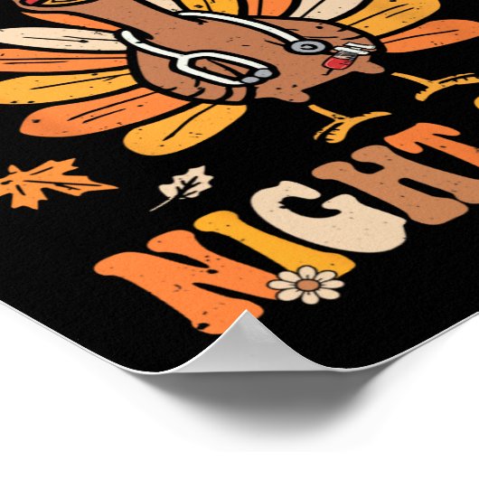 Dankenswerter Night Shift Nurse Groovy Erntedank T Poster (Ecke)