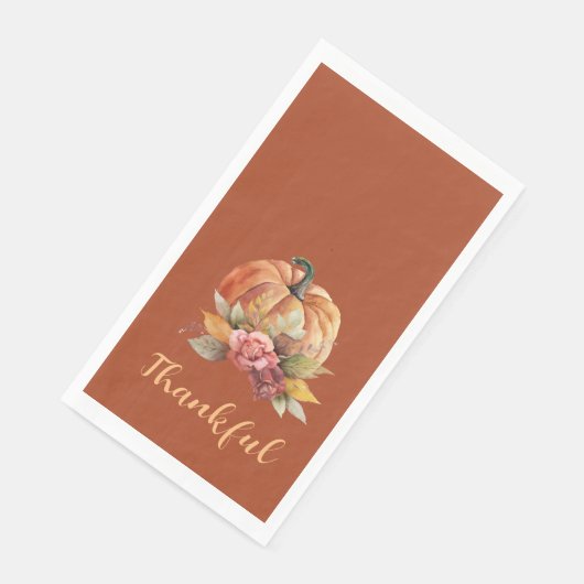 Dankenswerter Orange Pumpkin Herbst Erntedank Serviette (Ecke)