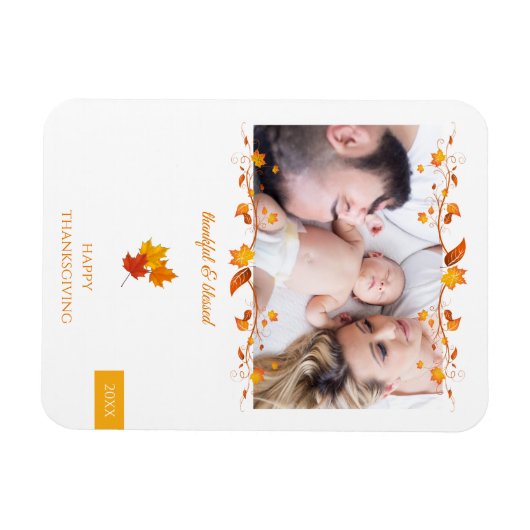 Dankenswerter und gesegneter Foto Erntedank Magnet (Horizontal)