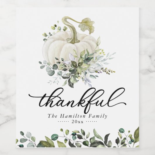 Dankenswertes White Pumpkin Erntedank Dinner Weinetikett (Einzelnes Label)