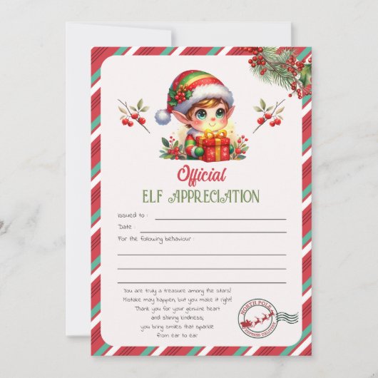 Dankesbrief von Elf Einladung (Vorderseite)