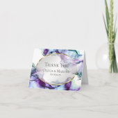 Dankeschön | Abstrakte Lila Aquarelltinte Dankeskarte (Vorderseite)