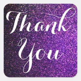 Dankeschön an Aufkleber lila Glitzer