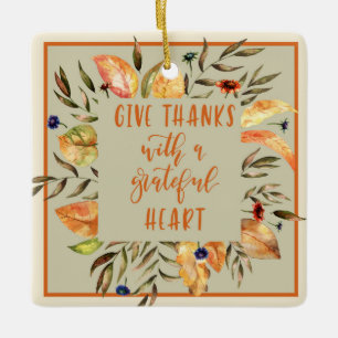 Dankeschön an den Herbstkranz Erntedank Keramikornament