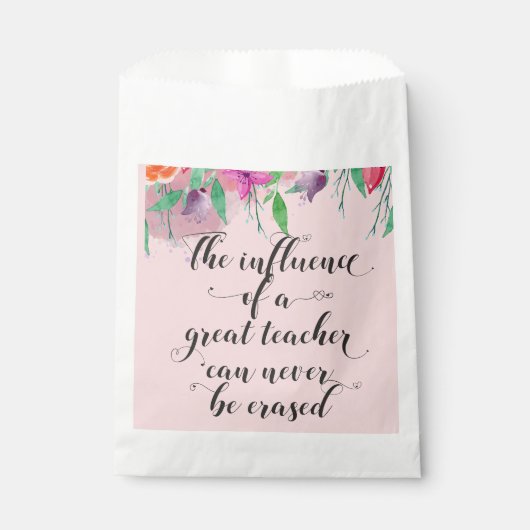 Dankeschön an den Lehrer Danke, blühendes Rosa Geschenktütchen (Vorderseite)