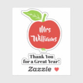 Dankeschön an den Lehrer von Rotem Apfel Aufkleber (Blatt)