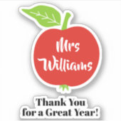 Dankeschön an den Lehrer von Rotem Apfel Aufkleber (Vorderseite)