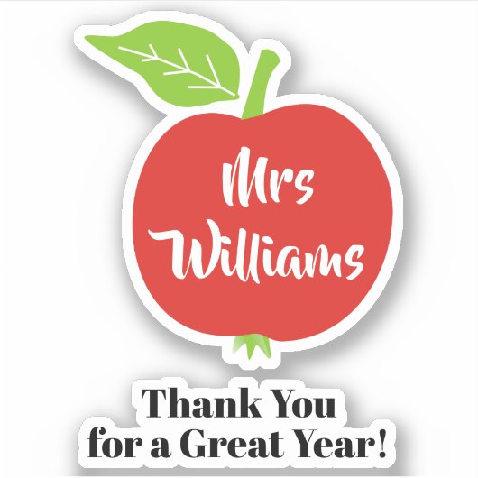 Dankeschön an den Lehrer von Rotem Apfel Aufkleber (Vorderseite)