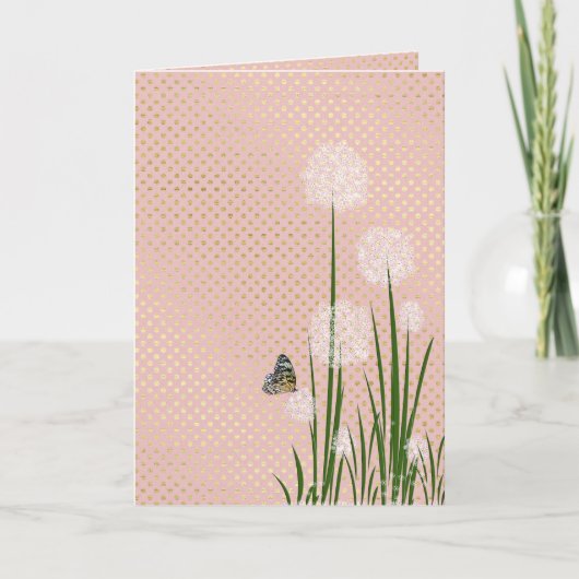 Dankeschön an den Schmetterling auf der Puff-Blume Dankeskarte (Vorderseite)