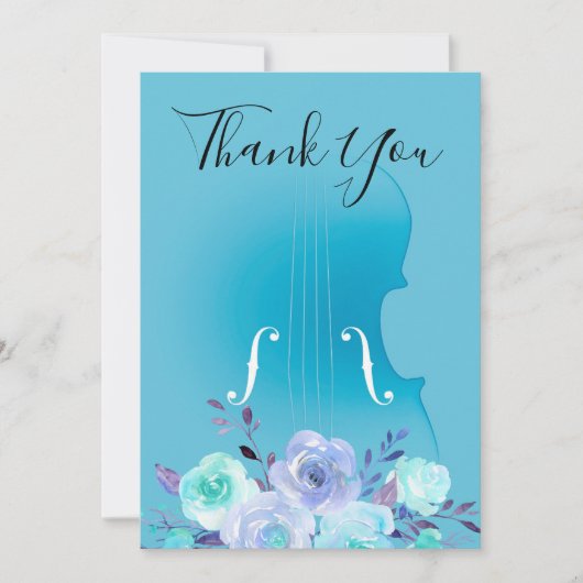 Dankeschön an die blaue Bouquet-Violine Dankeskarte (Vorderseite)