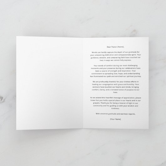 Dankeschön an die florale Pastor-Wertschätzung Dankeskarte (Innenseite)