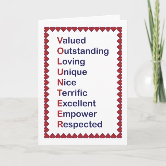 Dankeschön an die Freiwilligen dank Hearts Red Whi Dankeskarte (Vorderseite)