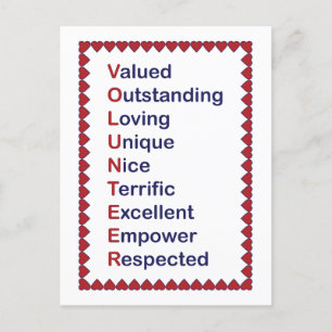 Dankeschön an die Freiwilligen Rote Weiße Herzen Postkarte