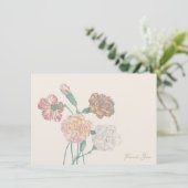 Dankeschön an die Kartennotiz Tan Beige Carnation Dankeskarte (Stehend Vorderseite)