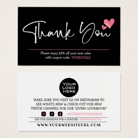 Dankeschön an die Kunden-Rabattkarte für Skript & (Vorne & Hinten)