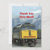 Dankeschön an die Pension, Gelbe Eisenbahn Dankeskarte (Vorderseite)