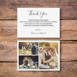 Dankeschön an die weiße Kalligrafie Hochzeitskolla Mitteilungskarte