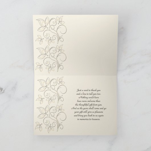 Dankeschön an Elfenbein und Schwarze Flora-Karte Dankeskarte (Innenseite)