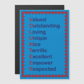 Dankeschön an Freiwillige dank Hearts Red Blue als Magnetkarte (Vorne/Hinten)