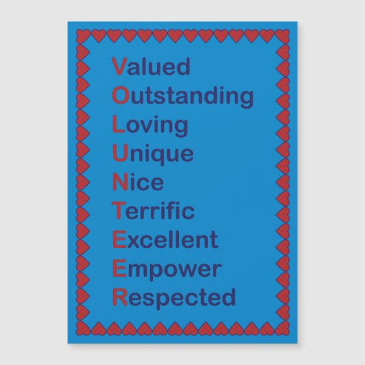 Dankeschön an Freiwillige dank Hearts Red Blue als Magnetkarte (Vorderseite)