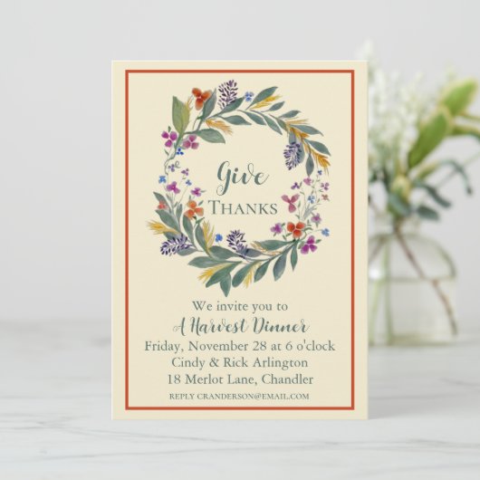 Dankeschön an Harvest Wreath Einladung (Stehend Vorderseite)