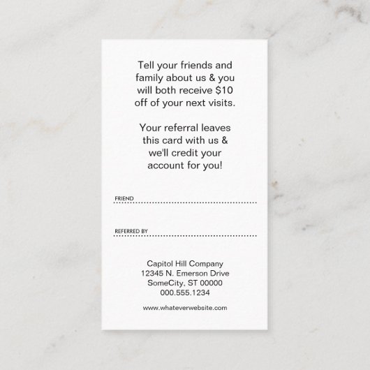 Dankeschön an Licht wenden Sie sich an ein Freund- Empfehlungskarte (Rückseite)